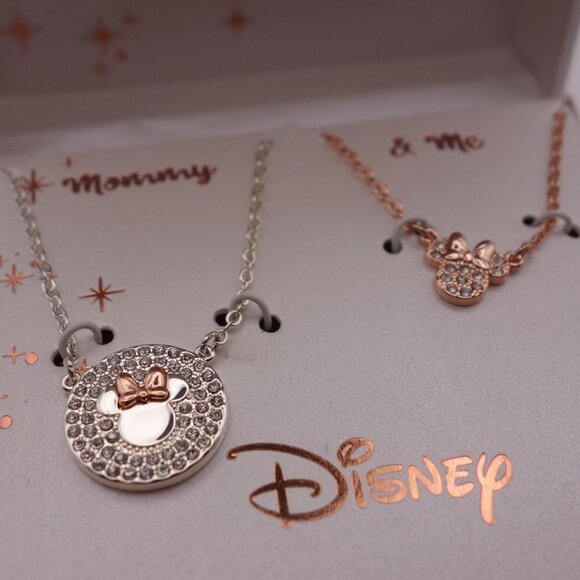 Disney Mommy & Me Fined Plated Silver 14" + 2" & 16" + 2" Necklaces - Picture 2 of 15